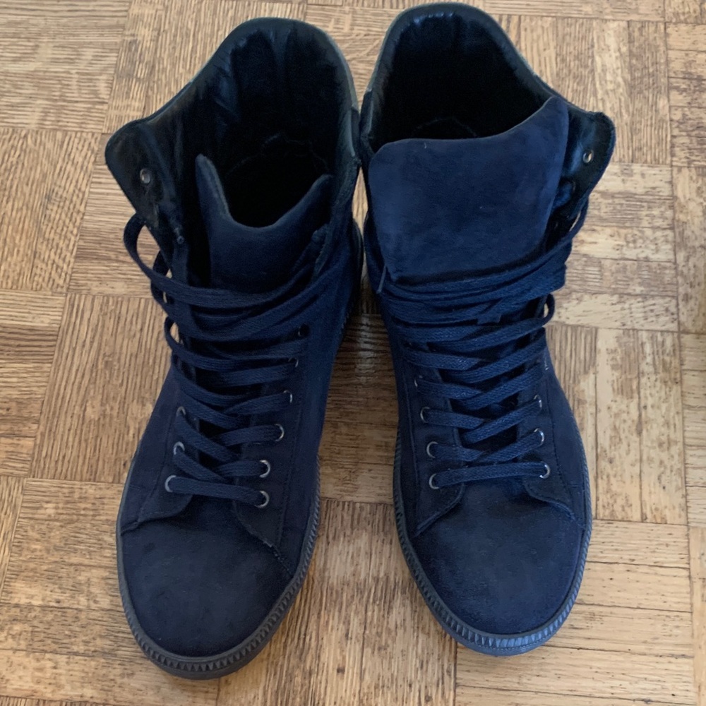 Men's Dark Blue High-Top Boots